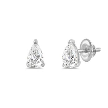 White Cubic Zirconia 14k White Gold Studs With Velvet Gift Box 0.50ctw