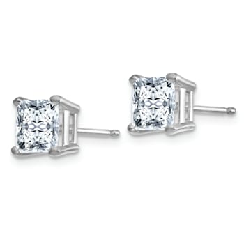 Rhodium Over 14K White Gold 2ct. 5.5mm Princess G H I True Light
Moissanite Earrings