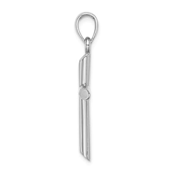 Rhodium Over 14K White Gold Polished Cylinder Cross Charm Pendant