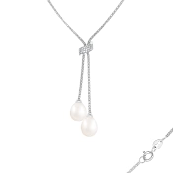 7-8mm White Cultured Freshwater Pearl Sterling Silver Necklace