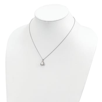 Rhodium Over Sterling Silver 6-7mm White Fresh Water Cultured Pearl
Necklace and Earring Set