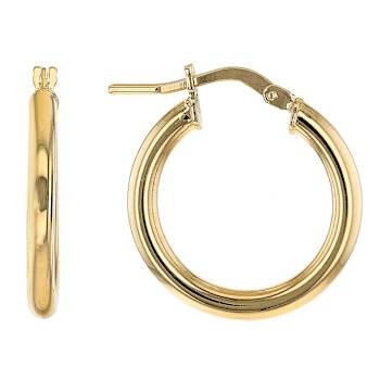 Set Of 3 Tube Hoop Earrings In 18K Gold Over Bronze