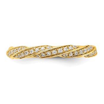14K Yellow Gold Twisted Diamond Wedding Band 0.2ctw