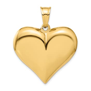 14k Yellow Gold 3D Polished Puffed Heart Pendant