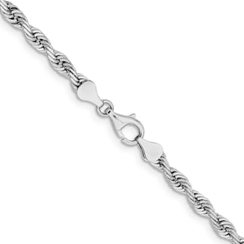 Rhodium over 14k White Gold Solid 5mm Diamond-Cut Quadruple Rope 20 Inch Chain