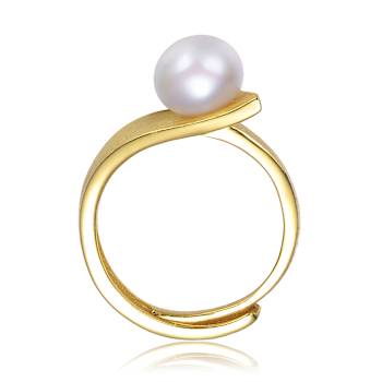 Freshwater Pearl Linear Adjustable Ring In 14K Gold Over Sterling Silver