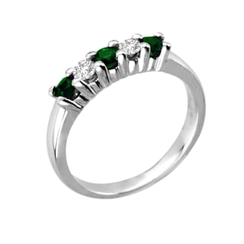 0.50ctw Emerald and Diamond Band Ring in 14k White Gold