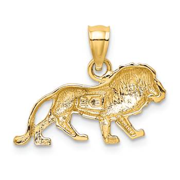 14k Yellow Gold Diamond-Cut and Textured Lion Pendant
