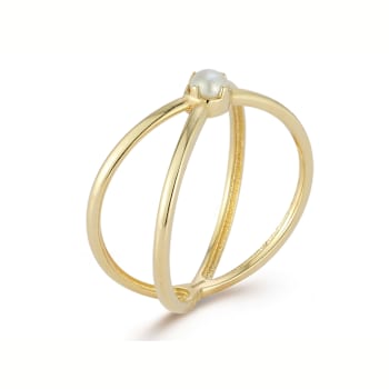 Bellissima Gold 14K Yellow Gold Freshwater Pearl Criss Cross Ring