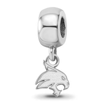 Sterling Silver Rhodium-plated LogoArt Texas State University XS Dangle Bead