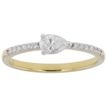 Pear And Round Lab-Grown Diamond Band Ring In 14K Gold Over Sterling
Silver 0.40ctw