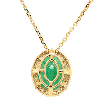 4.11 Ctw Emerald and 0.20 Ctw White Diamond Pendant in 14K YG