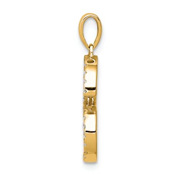 14K Yellow Gold Diamond Letter S Initial Pendant