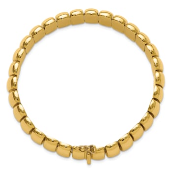 14K Yellow Gold 13.5mm Band Link 7.5 Inch Bracelet