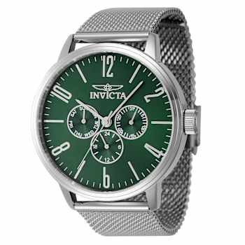 Invicta Specialty 44mm Quartz Stainless Steel Mesh Watch, Green Dial