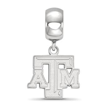 Sterling Silver Rhodium-plated LogoArt Texas A and M University Small
Dangle Bead