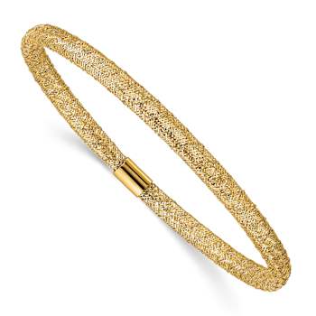10k Yellow Gold 4mm Stretch Mesh Slip-On Bracelet