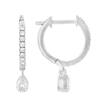 Everyday Lab-Grown Floating Diamond Huggie Earrings In 10K White Gold