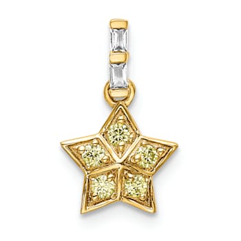 14k Yellow Gold Diamond and Yellow Sapphire Star Pendant
