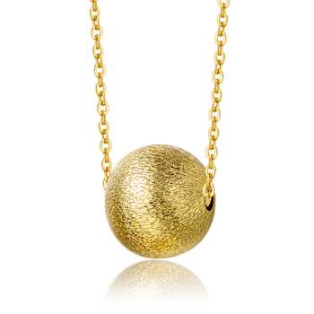 Textured Ball Station Necklace In 14K Gold Over Brass 16 Inch