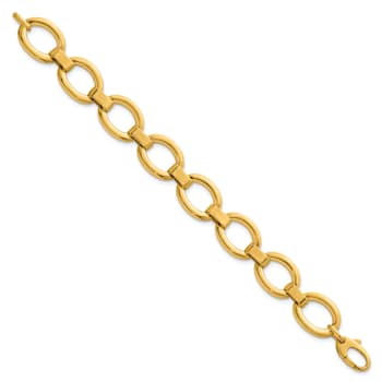 14K Yellow Gold Polished Oval Link 7.5 inch Bracelet