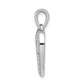 Rhodium Over 14k White Gold Diamond Heart Pendant