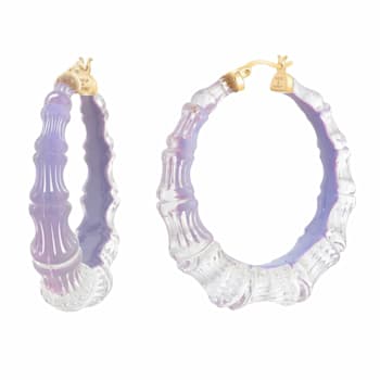 14K Yellow Gold Over Sterling Silver Acrylic and Hand Painted Enamel
Bamboo Illusion Hoops- Lavender