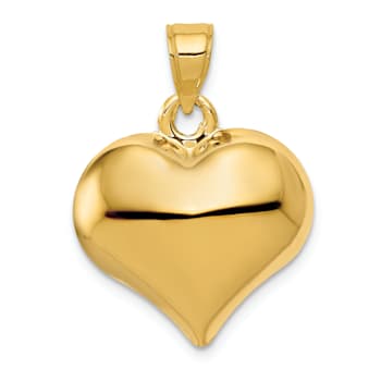 14k Yellow Gold 3D Polished Puffed Heart Pendant