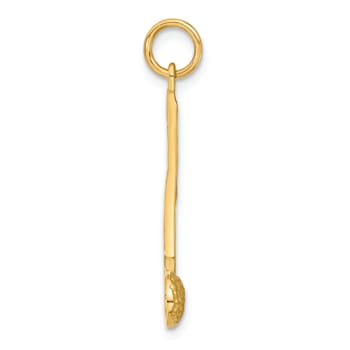 14k Yellow Gold Satin and Textured Musical Note Pendant