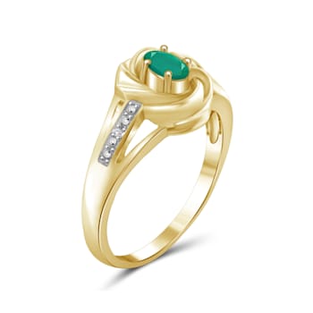 Green Emerald 14K Gold Over Sterling Silver Ring 0.33ctw