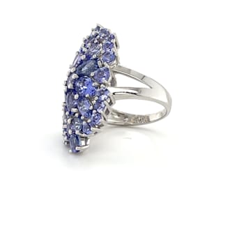Rhodium Over Sterling Silver Mixed Shape Tanzanite Ring 4.97ctw