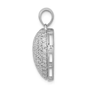 Rhodium Over 14k White Gold Diamond Fancy Heart Pendant