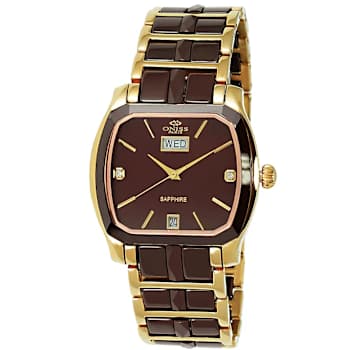 Oniss Women's Sappir  Ceramic Collection Brown Stainless Steel Bracelet Watch