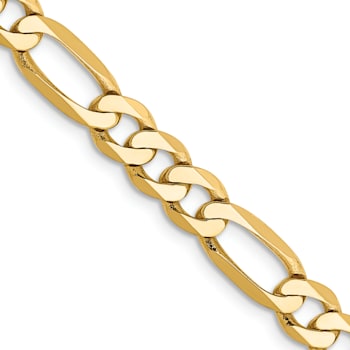 14K Yellow Gold 5.25mm Flat Figaro Chain Necklace