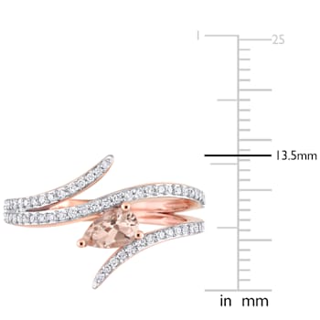 0.37ctw Morganite And 0.25ctw Diamond Accent 10k Rose Gold Ring