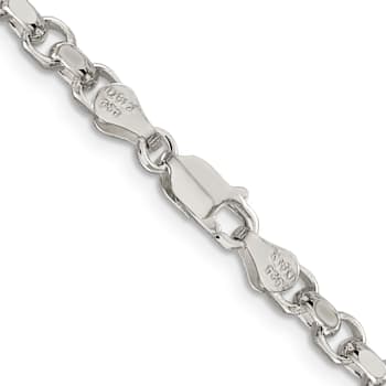 Sterling Silver 4mm Diamond-cut Rolo Chain Bracelet