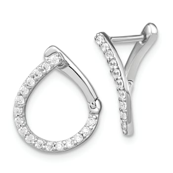 Rhodium Over 14K White Gold Lab Grown Diamond SI1/SI2, G H I, Fancy
Twist Hoop Earrings