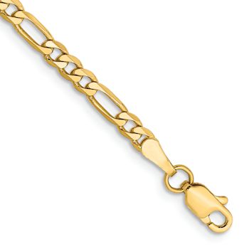10k Yellow Gold Children's 3mm Flat Figaro Link Bracelet