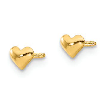 14k Yellow Gold Children's 4mm Heart Stud Earrings
