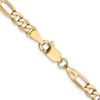 14K Yellow Gold 4mm Flat Figaro Chain Necklace