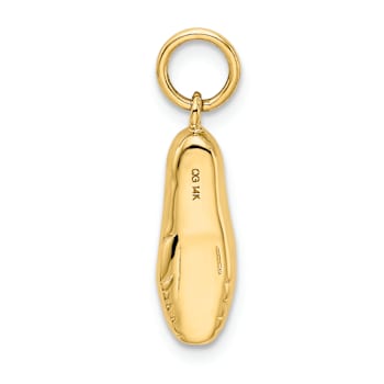 14k Yellow Gold 3D Textured Ballet Slipper Pendant
