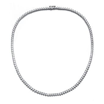 CZ Tennis Necklace In Sterling Silver 16 Inch