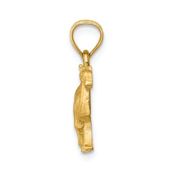 14k Yellow Gold Diamond-Cut and Brushed Camel Pendant