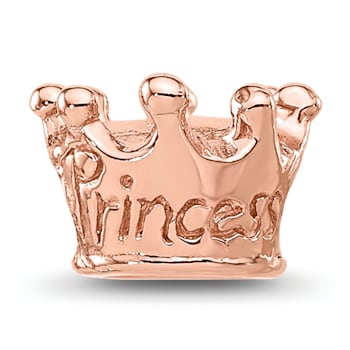 14K Rose Gold Over Sterling Silver Princess Crown Bead