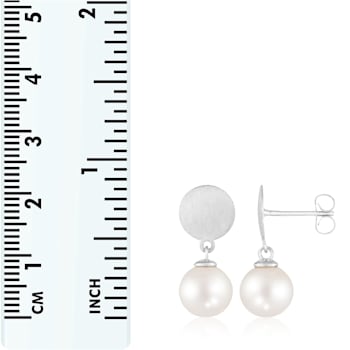 White Cultured Freshwater Pearl 14k White Gold Earrings 8-8.5mm