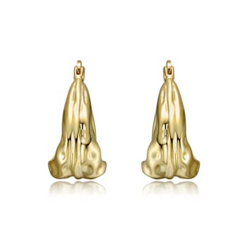 Sculptural Waterfall Hoop Earrings In 14K Gold Over Brass