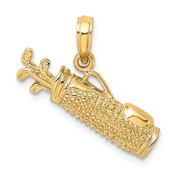 14k Yellow Gold Textured Golf Bag Charm