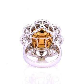 8.33 Ctw Yellow Sapphire and 2.28 Ctw Diamond Ring in 18K WG