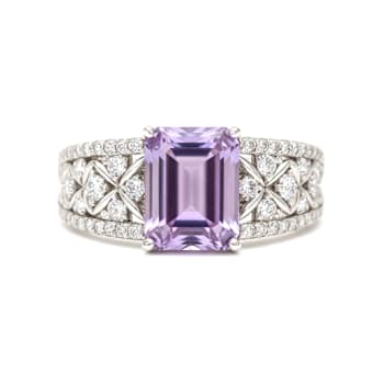 Purple Amethyst White Topaz Sterling Silver Ring