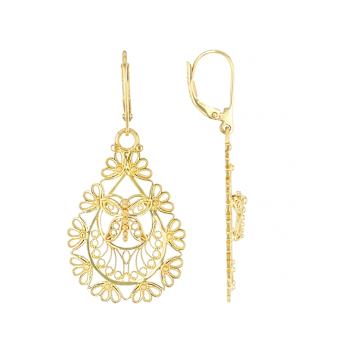 Filigree Dangle Earrings In 18K Gold Over Sterling Silver